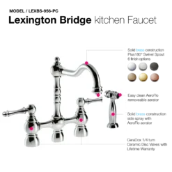 Houzer Lexington Bridge Kitchen Faucet with Sidespray Polished Chrome, LEXBS-956-PC