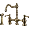 Houzer Lexington Bridge Kitchen Faucet with Sidespray Antique Brass, LEXBS-956-AB