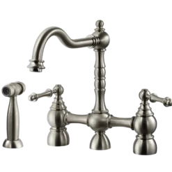 Houzer Lexington Bridge Kitchen Faucet with Sidespray Brushed Nickel, LEXBS-956-BN