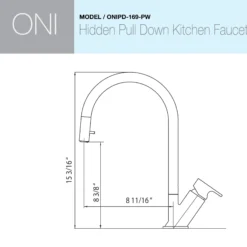 Houzer Oni 1.75 GPM Lever Brass Kitchen Faucet, Pull Down, Pewter, ONIPD-169-PW