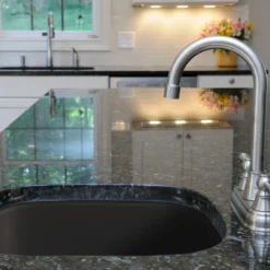 Houzer Platus 19 inch Black Fireclay Undermount Square Single Bowl Bar Sink - PTB-1919 BL-C with Basket Strainer and Basin Grid Included
