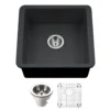 Houzer Platus 20 inch Black Fireclay Undermount Square Single Bowl Bar Sink - PTB-2020 BL