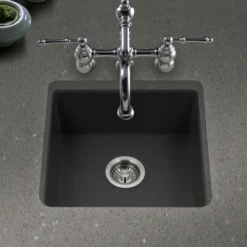 Houzer Platus 20 inch Black Fireclay Undermount Square Single Bowl Bar Sink - PTB-2020 BL