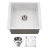 Houzer Platus 20 inch Matte White Fireclay Undermount Square Single Bowl Bar Sink - PTB-2020 MWH
