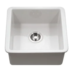 Houzer Platus 18" Square Fireclay Bar/Prep Sink, White, PTB-2020 WH