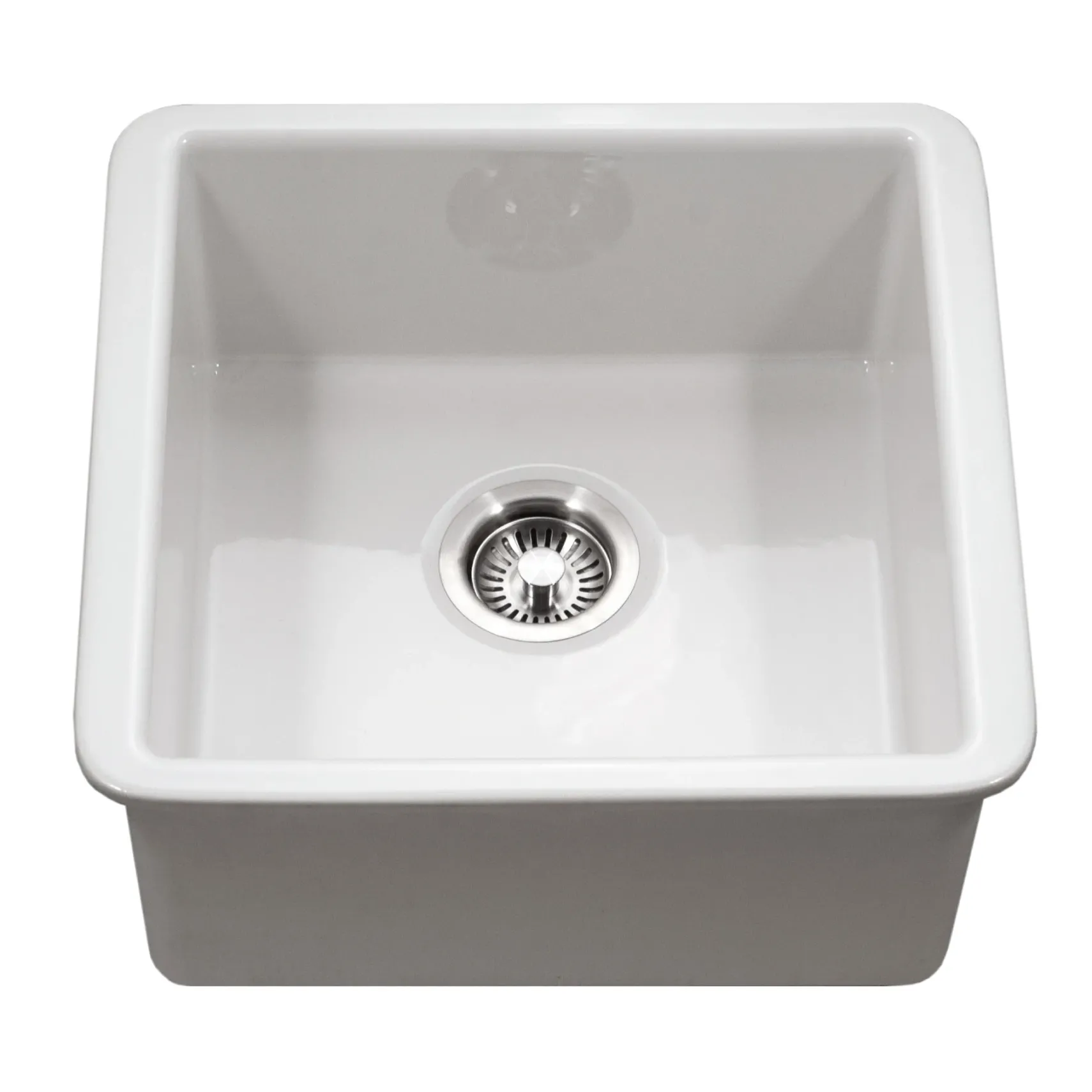 Houzer Platus 18" Square Fireclay Bar/Prep Sink, White, PTB-2020 WH