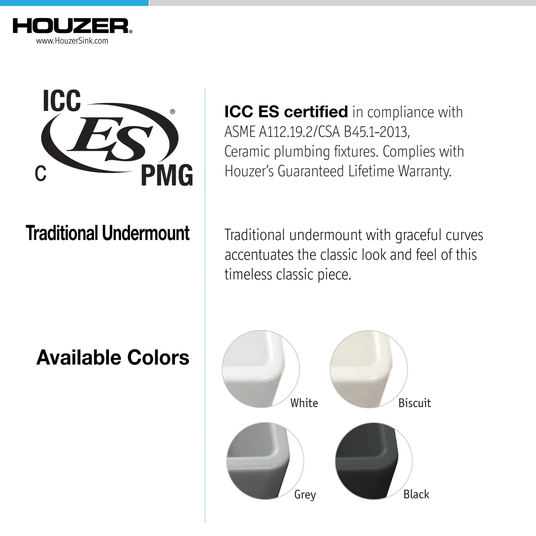 Houzer Platus 18" Square Fireclay Bar/Prep Sink, Biscuit, PTB-2020 BQ