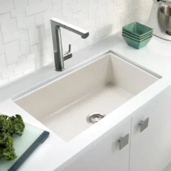 Houzer Platus 18" Undermount Fireclay Kitchen Sink, Biscuit, PTU-3600 BQ