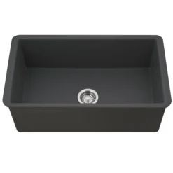 Houzer Platus 18" Undermount Fireclay Kitchen Sink, Black, PTU-3600 BL