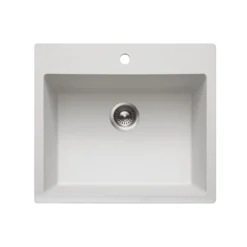 Houzer Quartztone 25 inch Cloud Granite Composite Drop-in Topmount Single Bowl Kitchen Sink - G-300 CLOUD