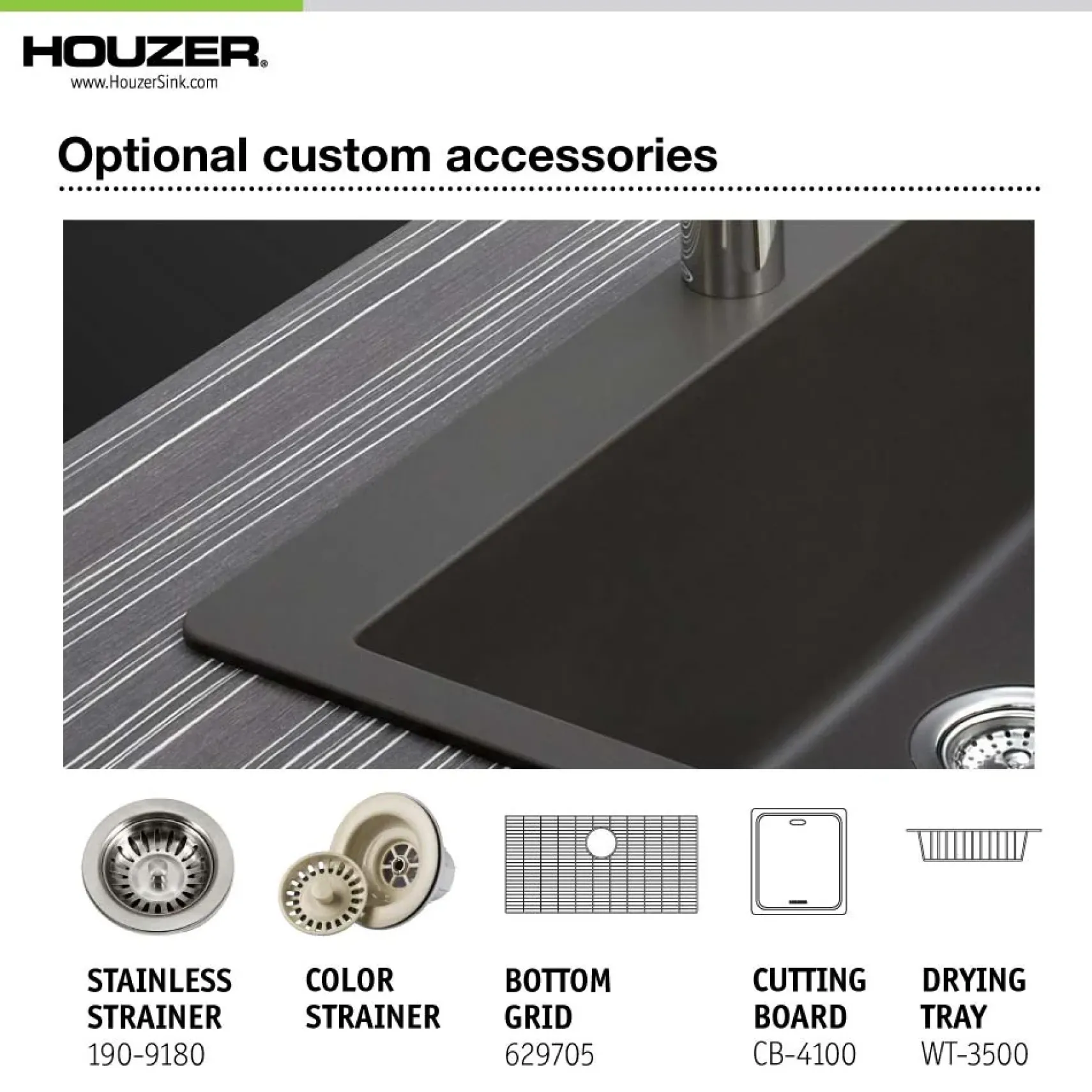 Houzer Quartztone 33 inch Linen Granite Composite Undermount Single Bowl Kitchen Sink - V-100U LINEN