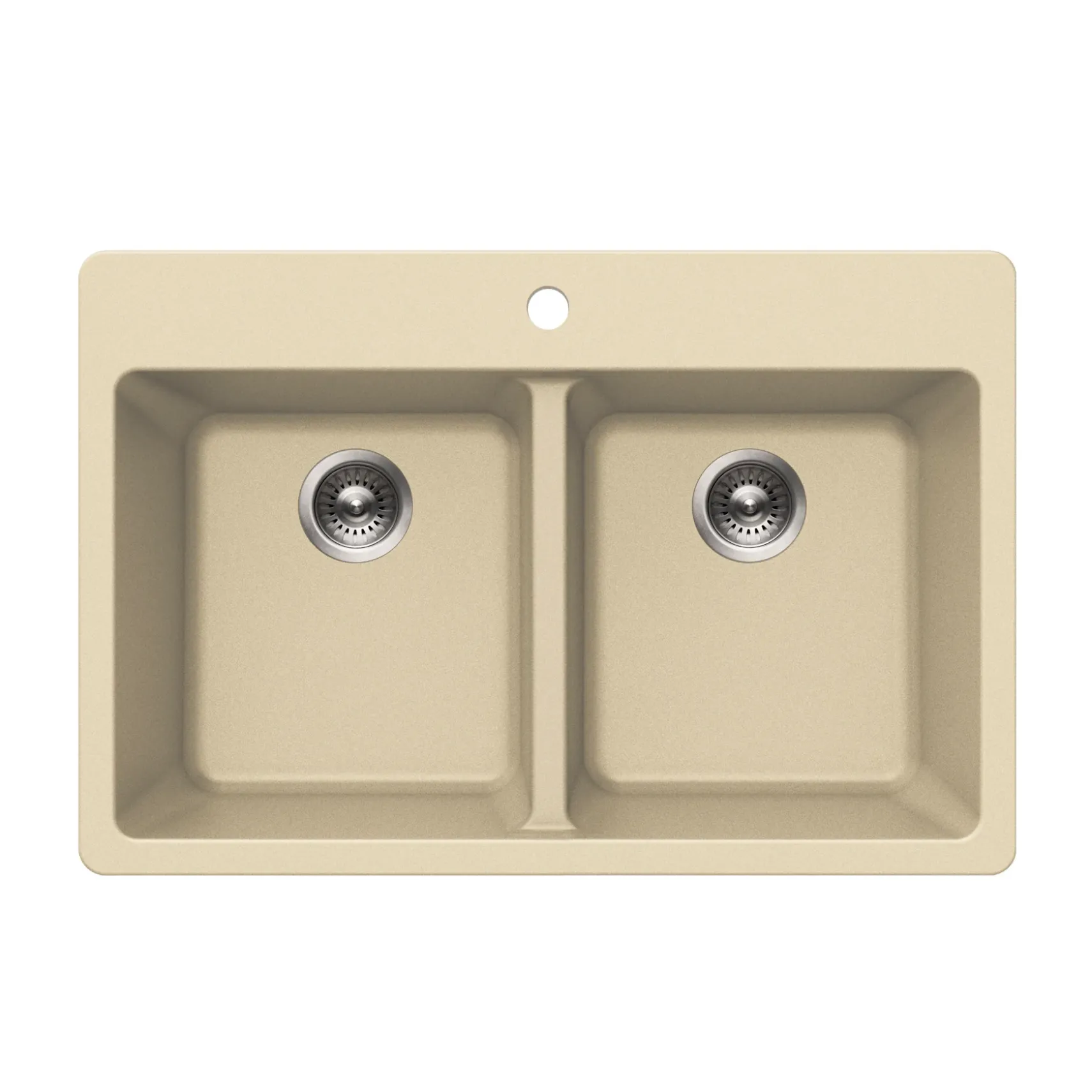 Houzer Quartztone 33 inch Sand Granite Composite Drop-in Topmount 50/50 Double Bowl Kitchen Sink - M-300 SAND
