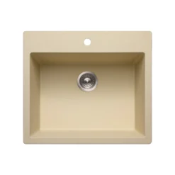 Houzer Quartztone 25 inch Sand Granite Composite Drop-in Topmount Single Bowl Kitchen Sink - G-300 SAND