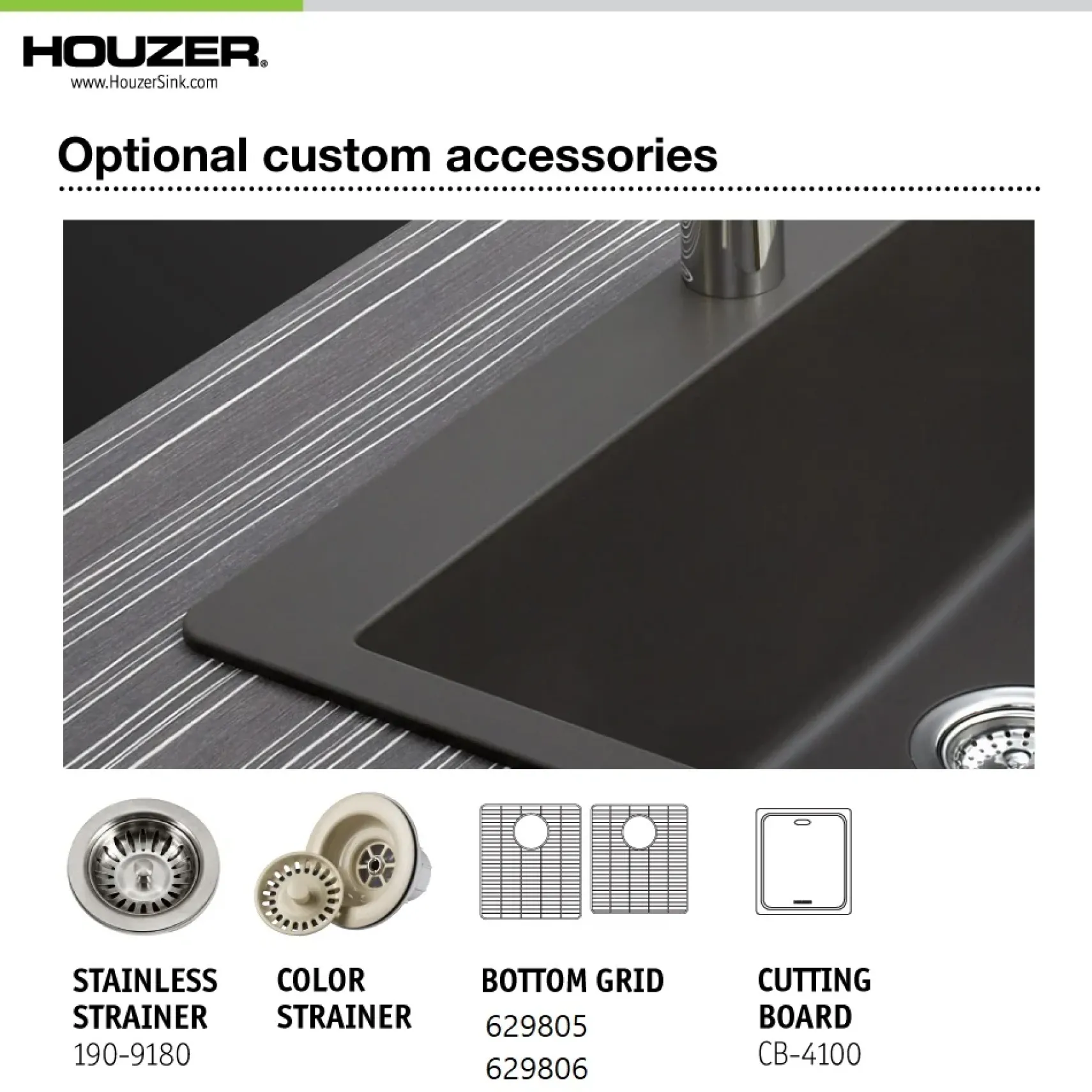 Houzer Quartztone 33 inch Slate Granite Composite Drop-in Topmount 60/40 Double Bowl Kitchen Sink - M-175 SLATE