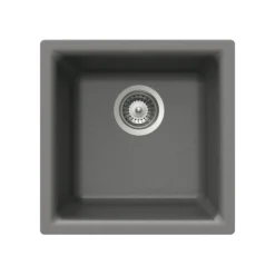 Houzer Quartztone 16 inch Slate Granite Composite Dual Mount Topmount or Undermount Single Bowl Bar Sink - E-100 SLATE