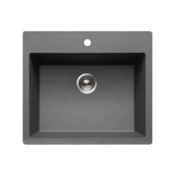 Houzer Quartztone 25 inch Slate Granite Composite Drop-in Topmount Single Bowl Kitchen Sink - G-300 SLATE