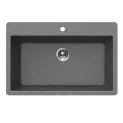 Houzer Quartztone 33 inch Slate Granite Composite Topmount Single Bowl Kitchen Sink - V-300 SLATE