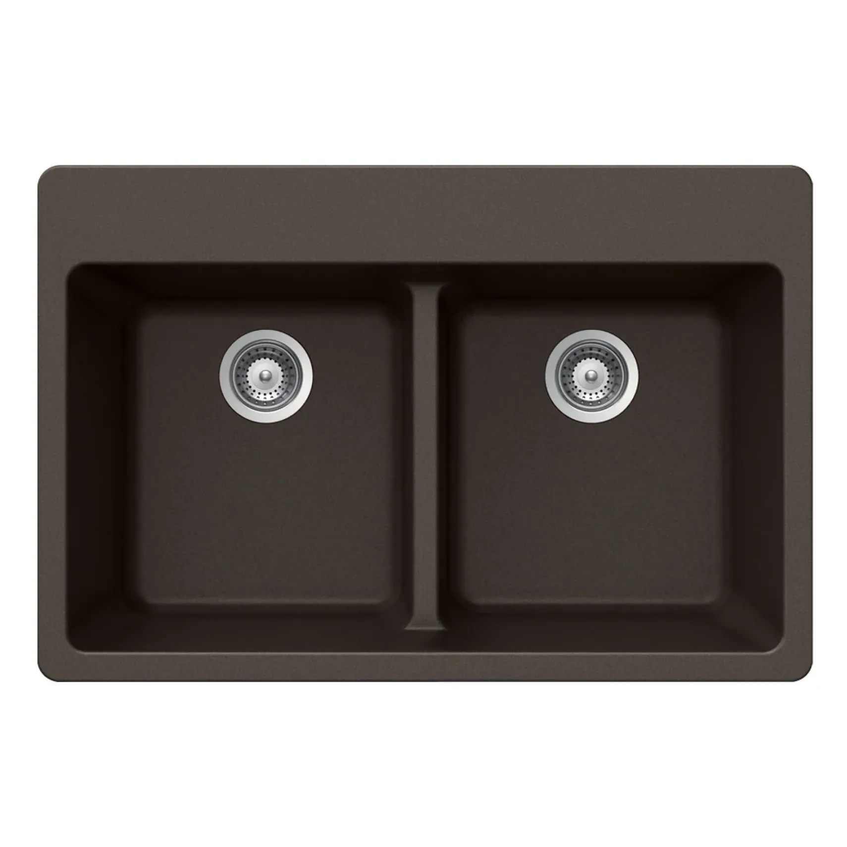 Houzer Quartztone 33" Mocha Granite Composite Drop-in Topmount 50/50 Double Bowl Kitchen Sink - M-200 MOCHA
