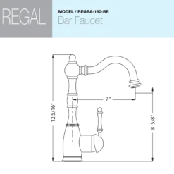 Houzer Regal Solid Brass Bar Faucet Brushed Brass, REGBA-160-BB
