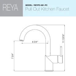 Houzer Reya Pull Out Kitchen Faucet with CeraDox Technology Polished Chrome, REYPO-861-PC