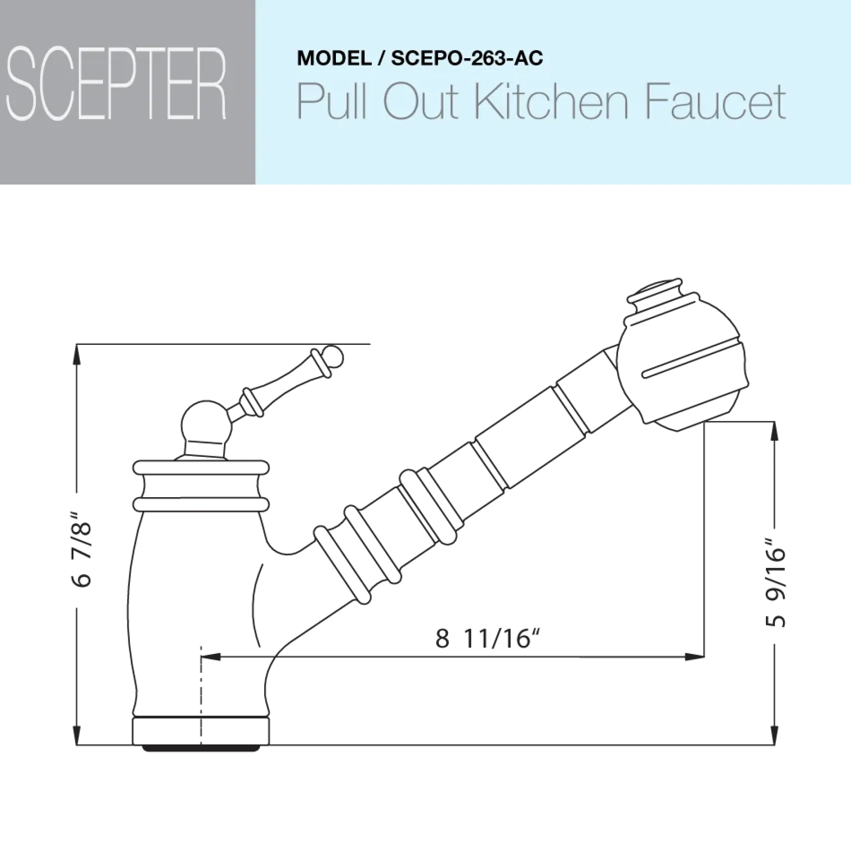 Houzer Scepter Pull Out Solid Brass Kitchen Faucet Antique Copper, SCEPO-263-AC