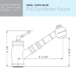 Houzer Scepter Pull Out Solid Brass Kitchen Faucet Brushed Brass, SCEPO-263-BB