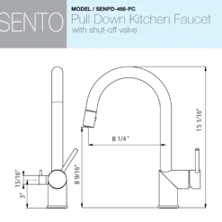 Houzer Sentinel Pull Down Kitchen Faucet with Hot Water Safety Switch Polished Chrome, SENPD-466-PC