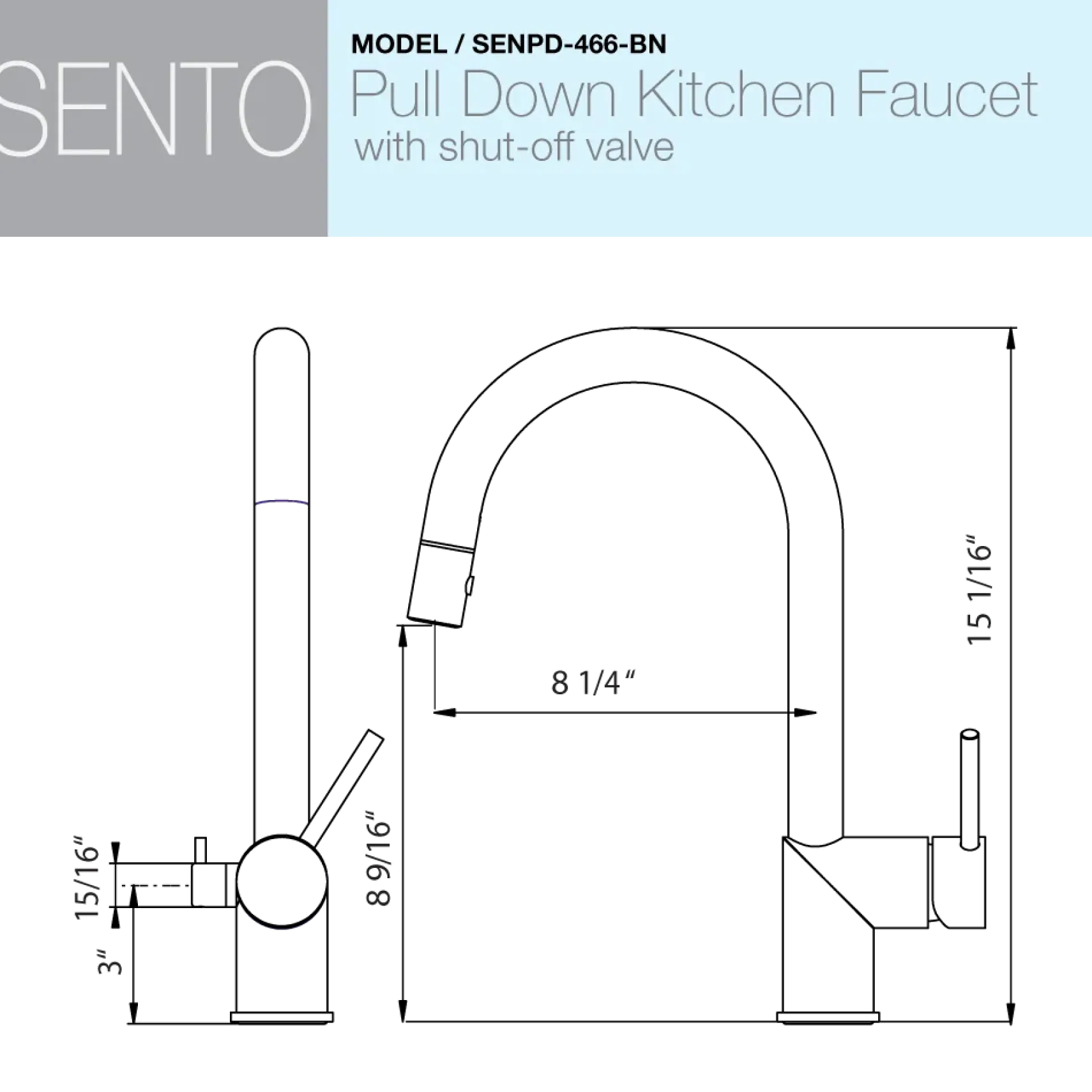 Houzer Sentinel Pull Down Kitchen Faucet Hot Water Safety Brushed Nickel, SENPD-466-BN