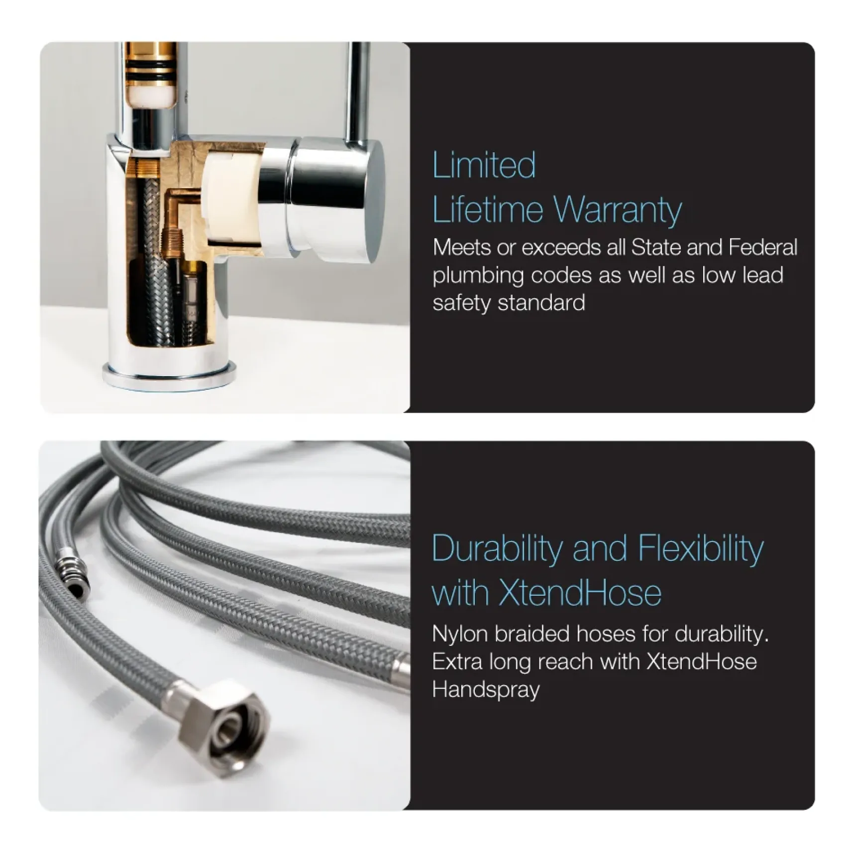 Houzer Sentinel Pull Down Kitchen Faucet Hot Water Safety Brushed Nickel, SENPD-466-BN