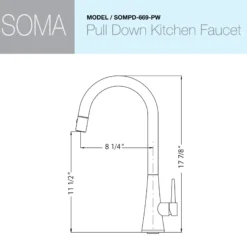 Houzer Soma 1.75 GPM Lever Brass Kitchen Faucet, Pull Down, Pewter, SOMPD-669-PW