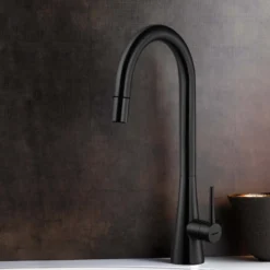 Houzer Soma 1.75 GPM Lever Brass Kitchen Faucet, Pull Down, Matte Black, SOMPD-669-MB