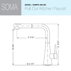 Houzer Soma Pull Out Kitchen Faucet Brushed Nickel, SOMPO-665-BN