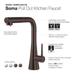 Houzer Soma Pull Out Kitchen Faucet Oil Rubbed Bronze, SOMPO-665-OB