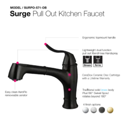 Houzer Surge Pull Out Kitchen Faucet Oil Rubbed Bronze, SURPO-571-OB