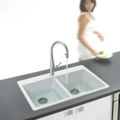 Houzer Vision Hidden Pull Down Kitchen Faucet Brushed Nickel, VISPD-869-BN