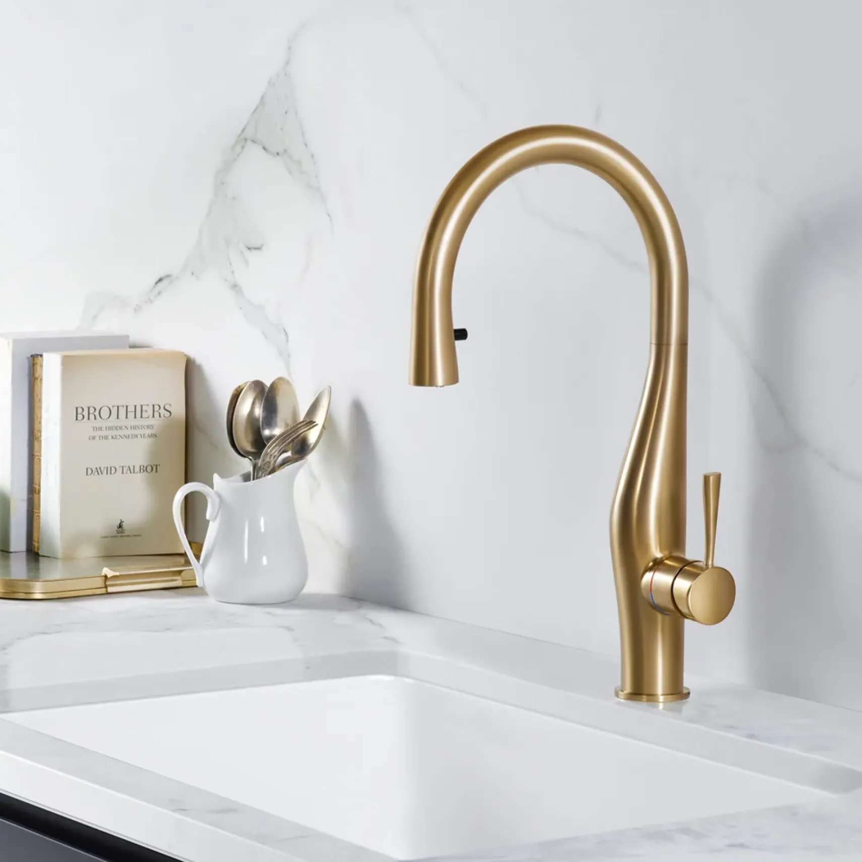 Houzer Vision Hidden Pull Down Kitchen Faucet with CeraDox Technology Polished Chrome, VISPD-869-PC