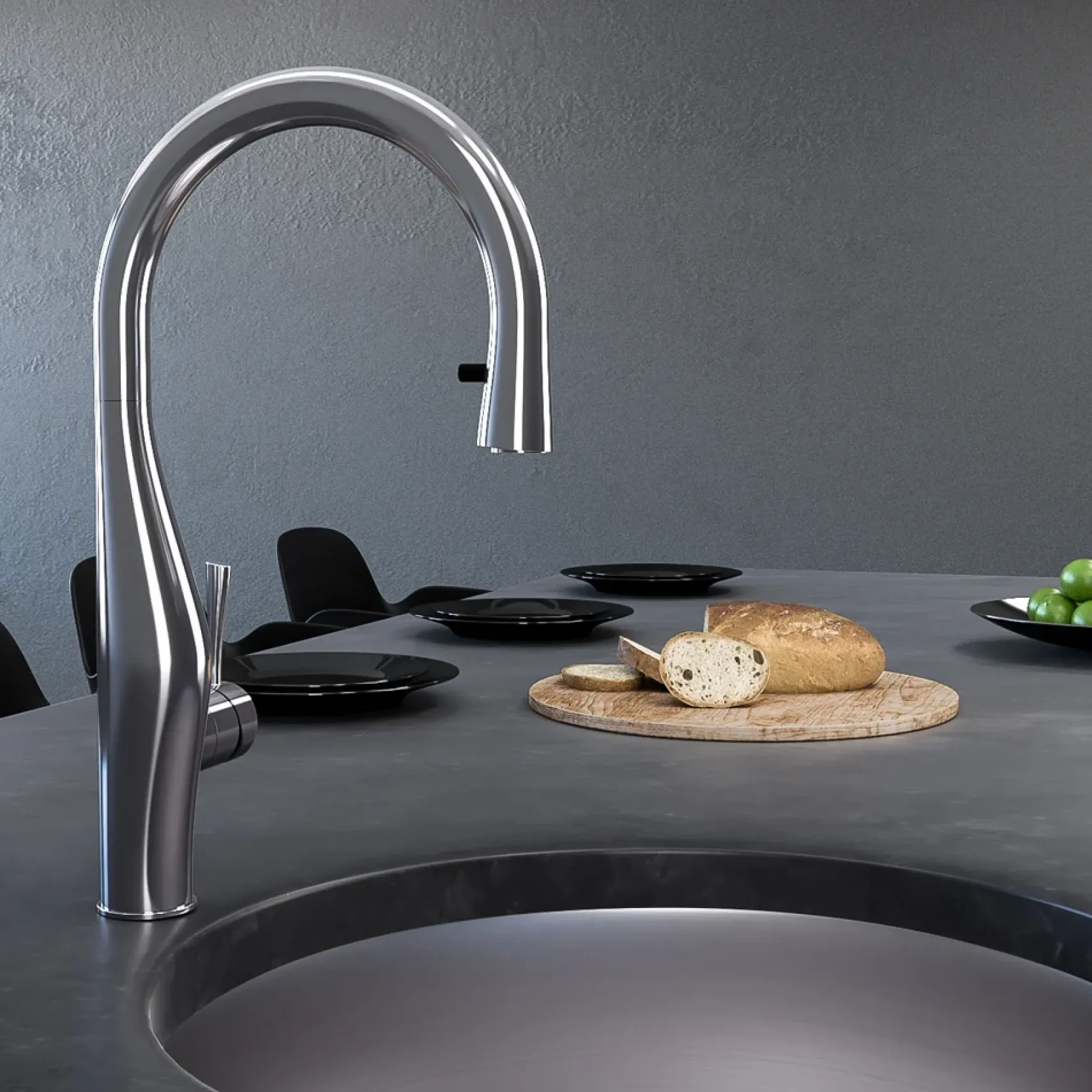 Houzer Vision Hidden Pull Down Kitchen Faucet with CeraDox Technology Polished Chrome, VISPD-869-PC
