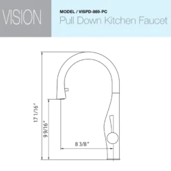 Houzer Vision Hidden Pull Down Kitchen Faucet with CeraDox Technology Polished Chrome, VISPD-869-PC