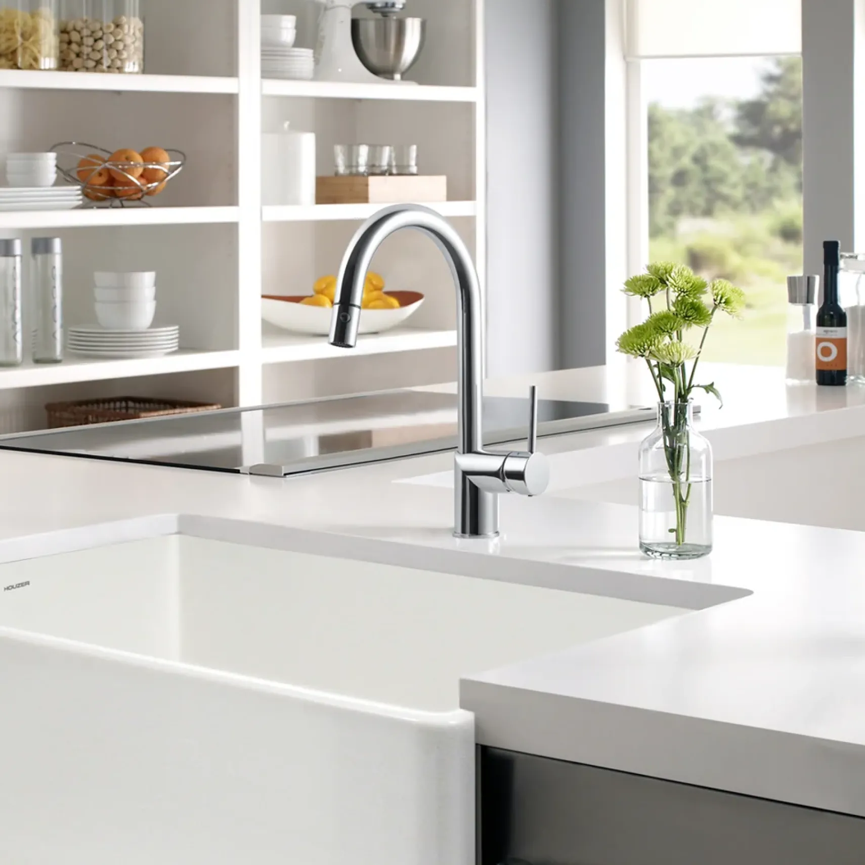Houzer Vitale Pull Down Kitchen Faucet with CeraDox Technology Polished Chrome, VITPD-668-PC