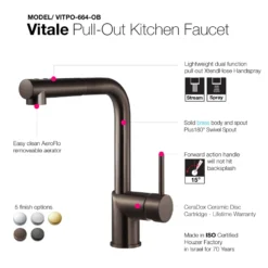 Houzer Vitale Pull Out Kitchen Faucet Oil Rubbed Bronze, VITPO-664-OB