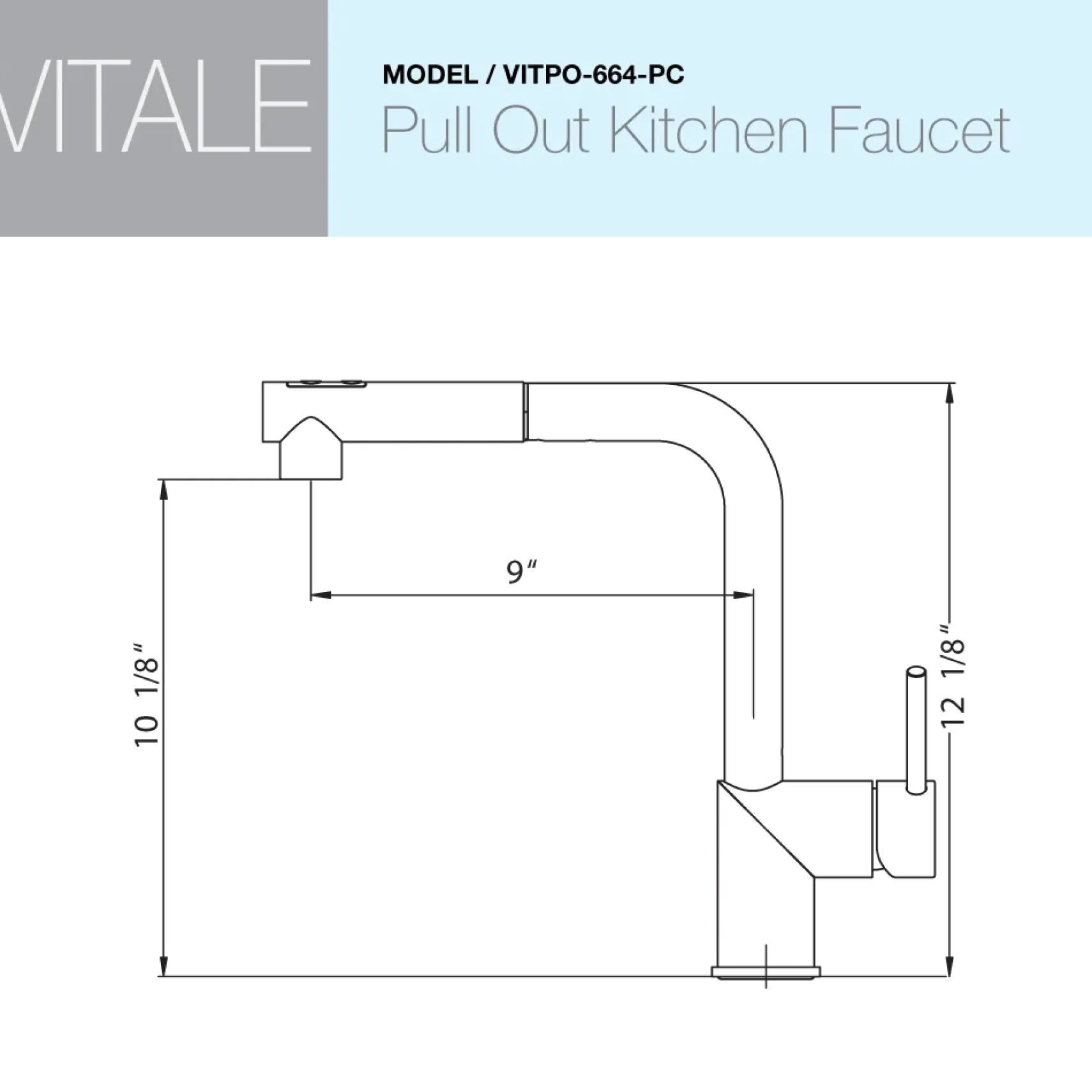 Houzer Vitale Pull Out Kitchen Faucet with CeraDox Technology Polished Chrome, VITPO-664-PC