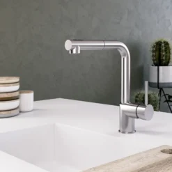 Houzer Vitale Pull Out Kitchen Faucet Brushed Nickel, VITPO-664-BN