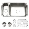 Houzer Elite 31 inch Stainless Steel Undermount 80/20 Small Left Double Bowl Kitchen Sink with Strainer & Grids - 20 Gauge, EHD-3118-C