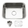 Houzer Eston 23 inch Stainless Steel Undermount Single Bowl Kitchen Sink with Strainer & Grid - 18 Gauge, STS-1300-C
