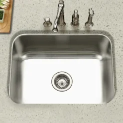 Houzer Eston 23 inch Stainless Steel Undermount Single Bowl Kitchen Sink with Strainer & Grid - 18 Gauge, STS-1300-C