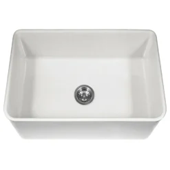 Houzer 30" Fireclay Farmhouse Apron Front Single Bowl Kitchen Sink, White, PTS-4100 WH