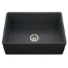 Houzer 30" Fireclay Single Bowl Farmhouse Kitchen Sink, Black, Platus Series, PTS-4100 BL