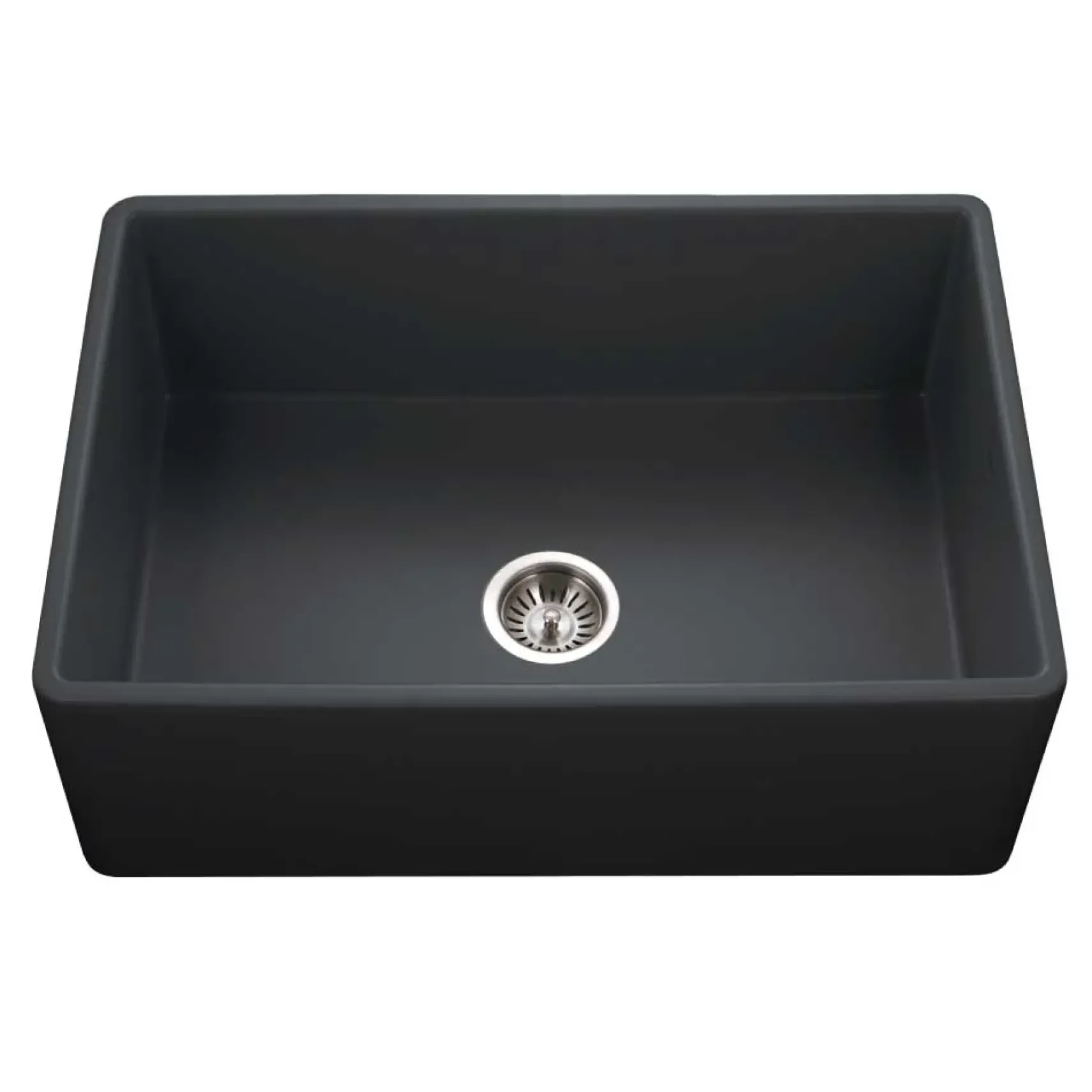 Houzer 30" Fireclay Single Bowl Farmhouse Kitchen Sink, Black, Platus Series, PTS-4100 BL