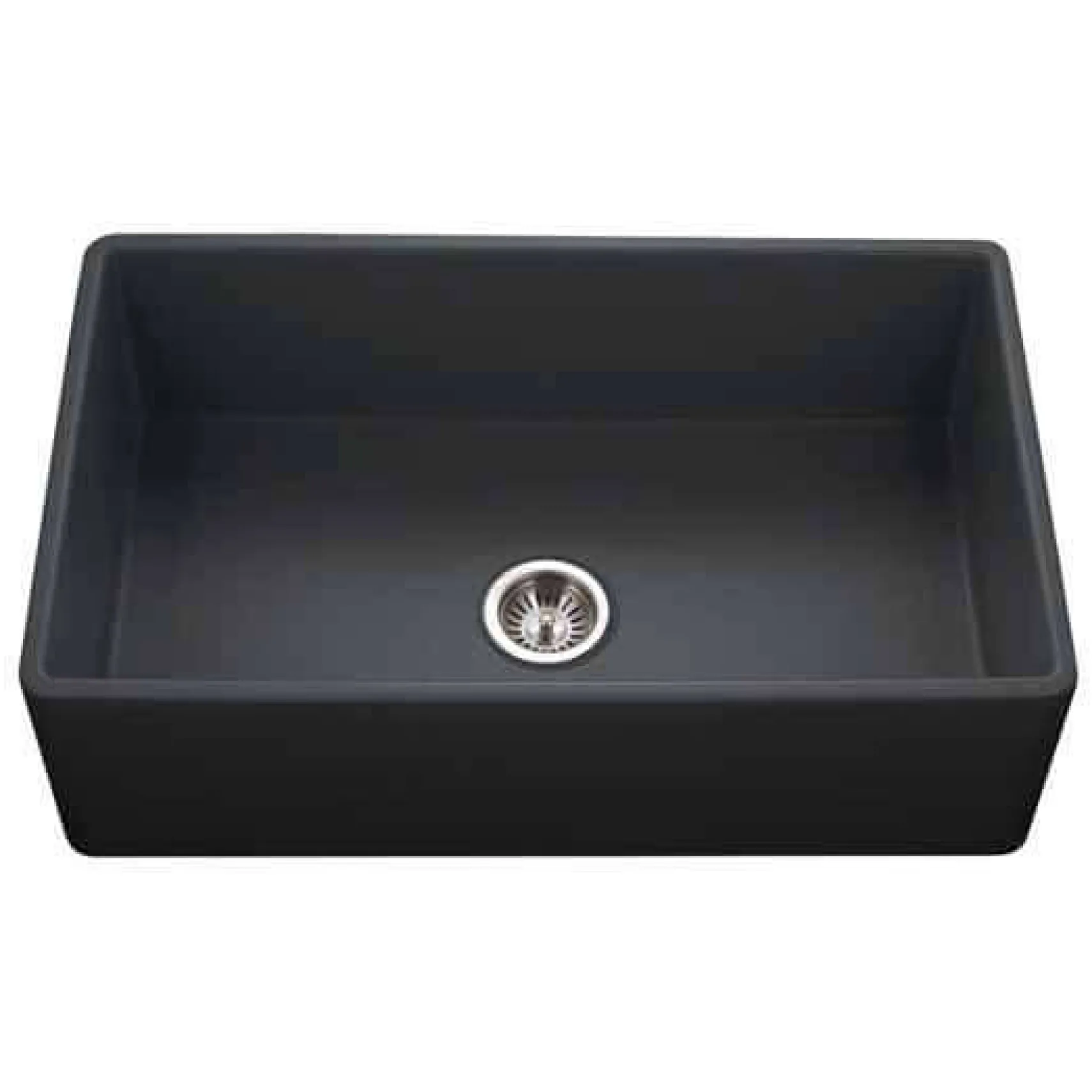 Houzer 33" Fireclay Single Bowl Farmhouse Kitchen Sink, Black, Platus Series, PTG-4300 BL