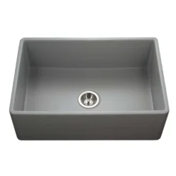 Houzer 30" Fireclay Single Bowl Farmhouse Kitchen Sink, Grey, Platus Series, PTS-4100 GR